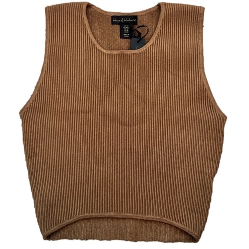 NWT House of Harlow 1960 crop top, brown, size medium.
